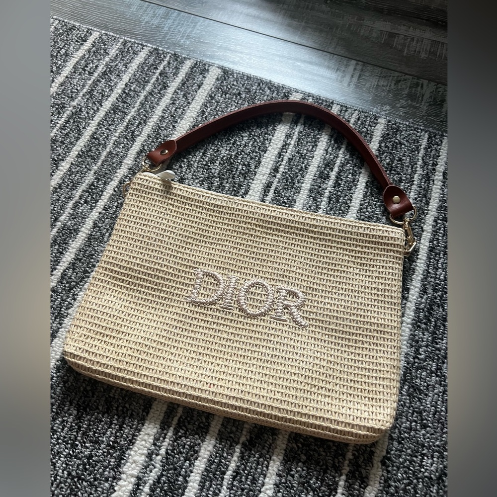 Dior Raffia Cosmetic Pouch/ Purse